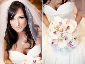 bride holding flowers